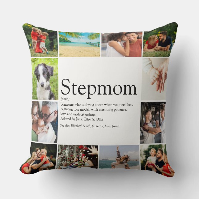 Coussin Cadeau pour une belle-mère Définition Photo Collag (Recto)