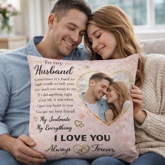 Coussin Cadeau Romantique Personnalisé pour Mari Message d (Créateur téléchargé)