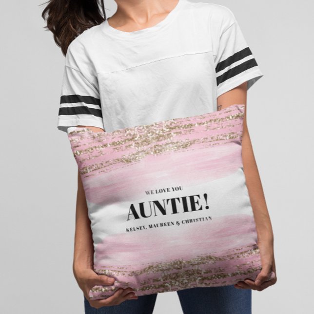 Coussin Cadeau Rose Doré pour Tante avec Noms (Créateur téléchargé)