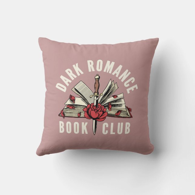 Coussin Cadeau rose pour amateur de romans sombres  (Verso)