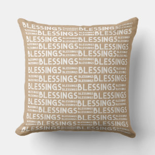 Coussin Cadeau Typographique de Bénédictions Tons Blancs e