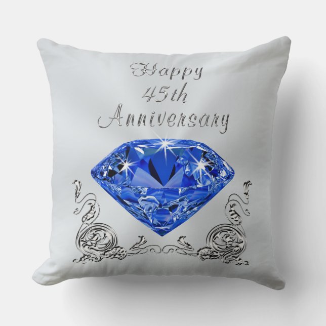 Coussin Cadeaux bleus d'anniversaire de saphir, (Recto)