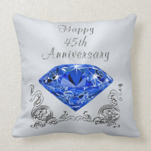 Coussin Cadeaux bleus d'anniversaire de saphir,