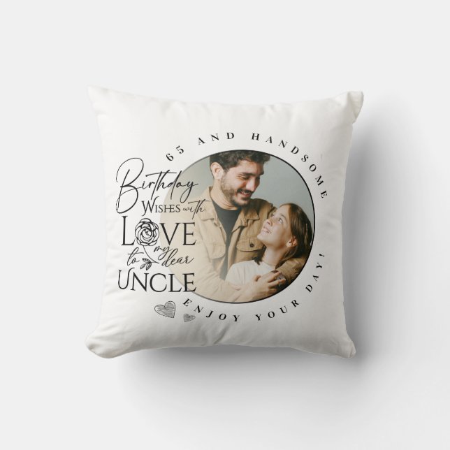 Coussin Cadeaux d'anniversaire pour oncle minimaliste (Recto)