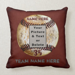 Coussin Cadeaux de baseball personnalisés avec photo uniqu