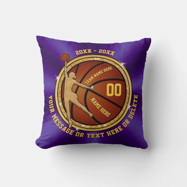 Coussin Cadeaux de basket-ball personnalisés par or (Recto)