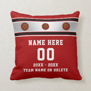 Coussin Cadeaux de basketball personnalisés rouge blanc po