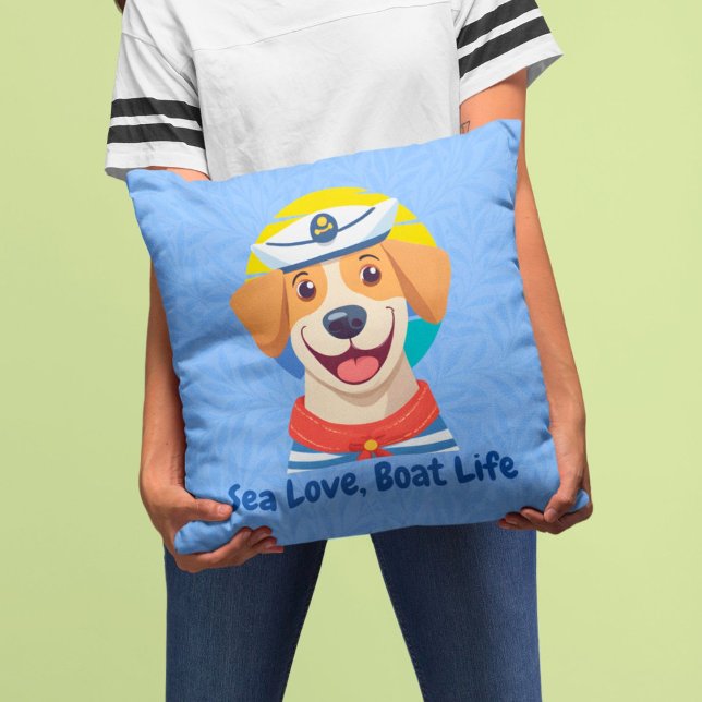 Coussin Cadeaux de chiens mignons nautiques pour les propr (Nautical Cute Dog Gifts for Boat Owners Sailors)