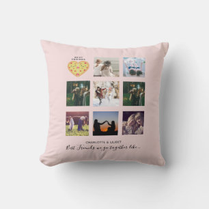 Coussin Cadeaux de collage photo de meilleures amies Rose 
