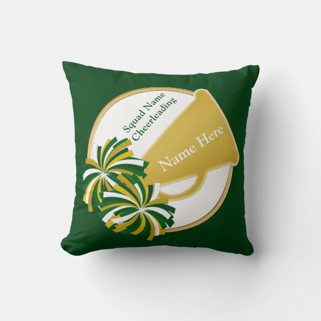 Coussin Cadeaux de fromages verts et d'or pour les pom-pom (Recto)