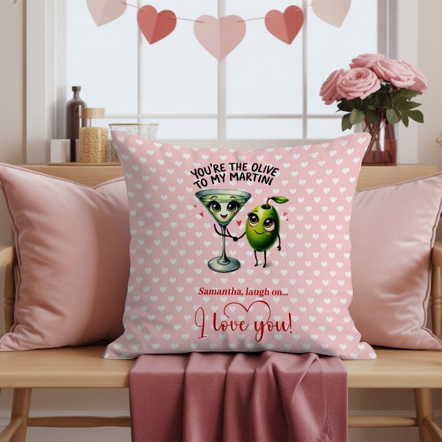 Coussin Cadeaux de la Saint-Valentin personnalisés avec de (Personalized Funny Fruits Pun Valentine Throw Pillow

)