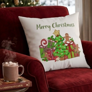 Coussin Cadeaux de Noël autour de l'arbre