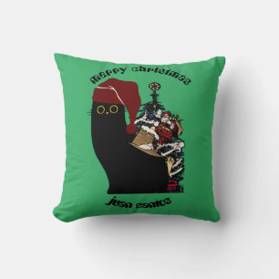 Coussin cadeaux de Noël de chat, nom personnalisé