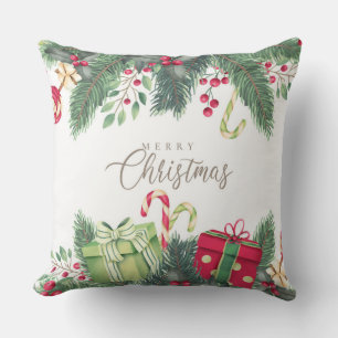 Coussin Cadeaux de Noël, Sucres de canne et Holly