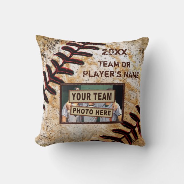 Coussin Cadeaux de soirée senior de baseball, votre photo  (Recto)
