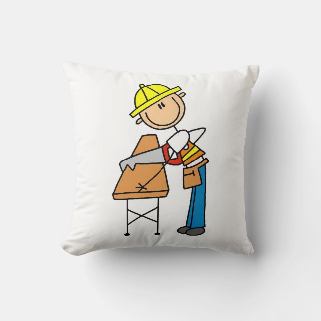 Coussin Cadeaux de travailleur de la construction sciant d (Recto)