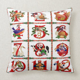 Coussin Cadeaux d'impression de courtepointes des 12 jours