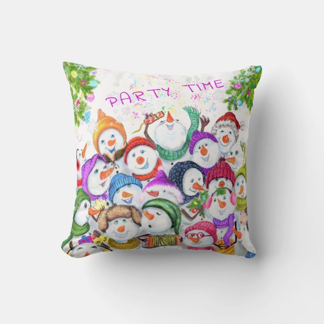 Coussin Cadeaux d'oreillers de Noël de Snowmans (Recto)