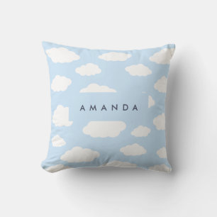Coussin Cadeaux Monogramme Cute Girl Blue Cloud personnali