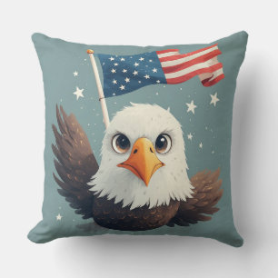Coussin Cadeaux patriotiques de dessin animé mignon aigle 