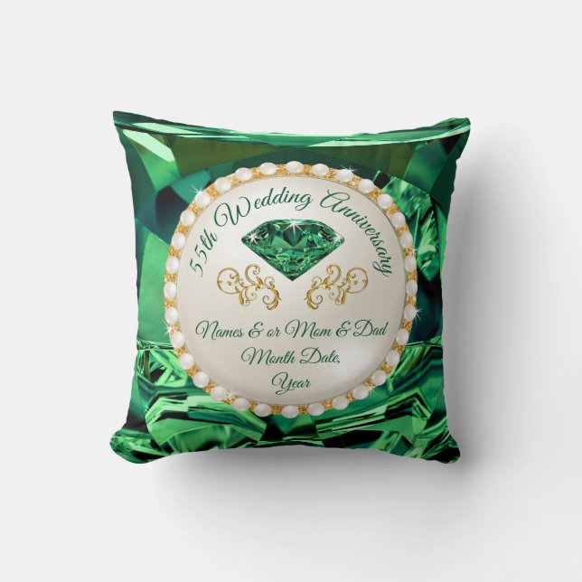 Coussin Cadeaux personnalisés, 55e anniversaire de Mariage (Recto)