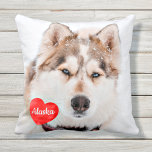 Coussin Cadeaux photo pour animaux de compagnie personnali<br><div class="desc">Célébrez votre meilleur ami avec un Coussin personnalisé pour animaux de compagnie. Le nom sera présenté dans un beau coeur aquarelle. Customisez avec votre propre photo, et votre nom. Voir "personnaliser ce modèle" pour modifier la photo et le nom, et voir "Customiser" pour plus d'options personnalisées. Ce coussin photo pour...</div>