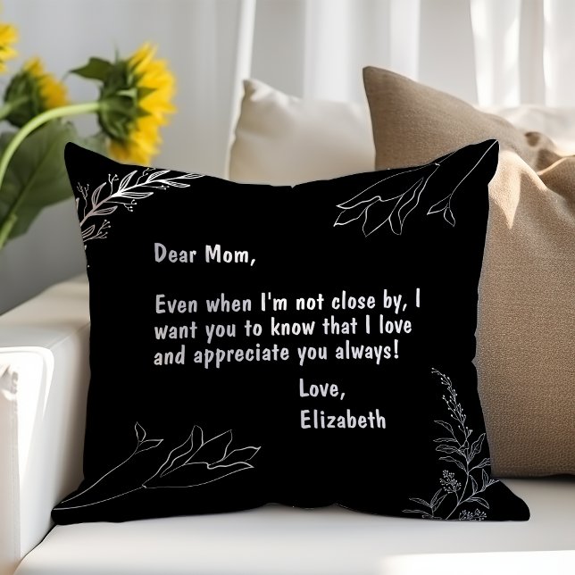 Coussin Cadeaux pour maman Black Lettre personnalisée à ma (Créateur téléchargé)