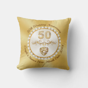 Coussin Cadeaux traditionnels personnalisés, 50e anniversa
