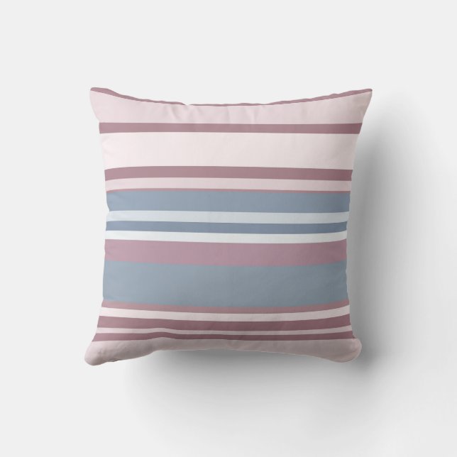 Coussin Cadet Grey and Desaturated Rose Stripes (Verso)