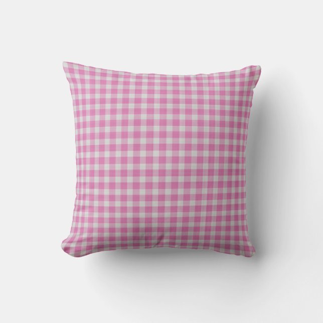Coussin Cadillac rose et blanc à carreaux écossais (Recto)