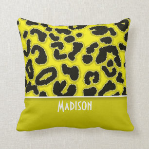 Coussin Cadmium Jaune Poster de animal léopard ; Personnal