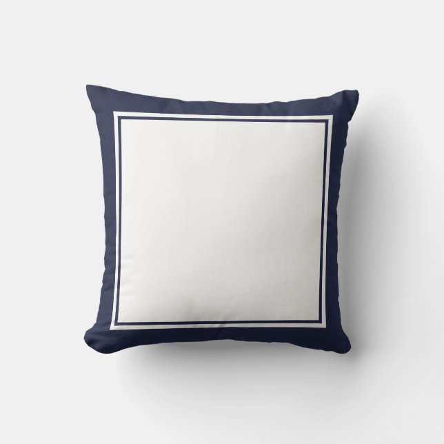Coussin Cadre bleu et blanc simple de minuit (Recto)