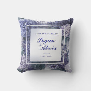 Coussin Cadre carré monochrome floral lavande bleu poussié