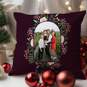 Coussin Cadre d'arche floral moderne Joyeux Noël Photo