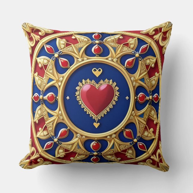 Coussin Cadre de cœur doré luxueux (Recto)