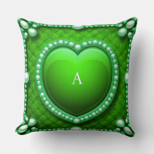Coussin Cadre de cœur en or luxueux orné de perles