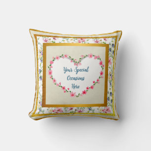 Coussin Cadre de cœur floral élégant : pour chaque occasio