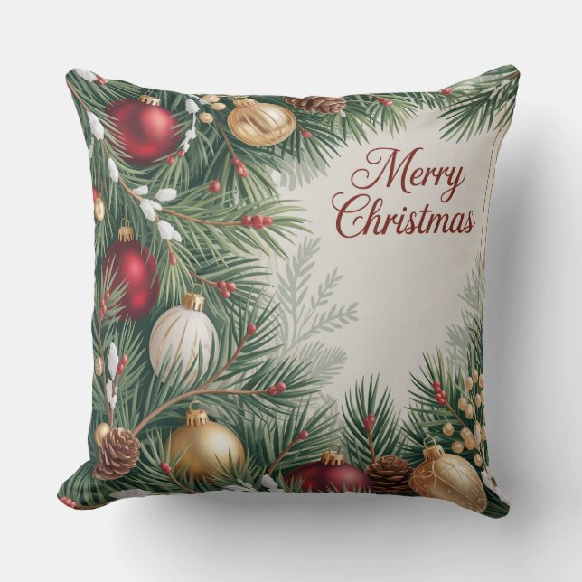 Coussin Cadre de fête aux pommes de pin (Recto)