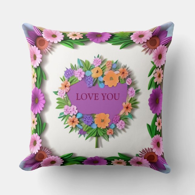 Coussin Cadre de fleurs en papier coloré (Recto)