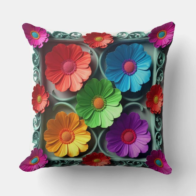 Coussin Cadre de fleurs en papier vibrant (Recto)