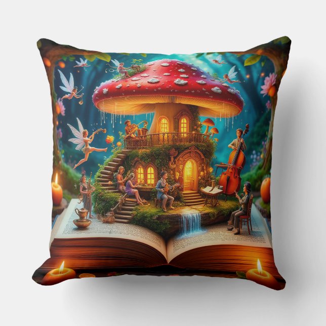 Coussin Cadre de forêt enchantée avec fées (Recto)