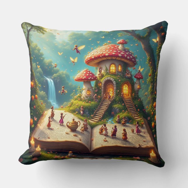 Coussin Cadre de forêt enchantée avec fées (Recto)
