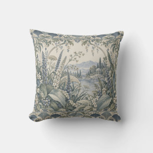 Coussin Cadre de jardin botanique bleu au bord de la riviè