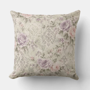 Coussin Cadre de mur de roses roses et lavande de style sh