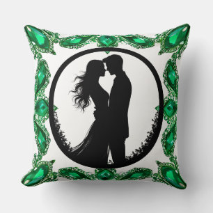 Coussin Cadre de pierre précieuse émeraude verte élégant