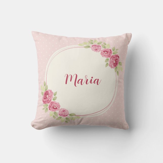 Coussin Cadre de roses vintage shabby chic (Recto)