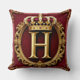 Coussin Cadre doré luxueux avec monogramme couronné