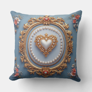 Coussin Cadre doré orné avec gemme en forme de cœur