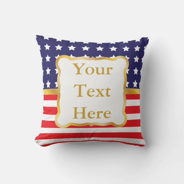 Coussin Cadre doré sur fond patriotique (Recto)