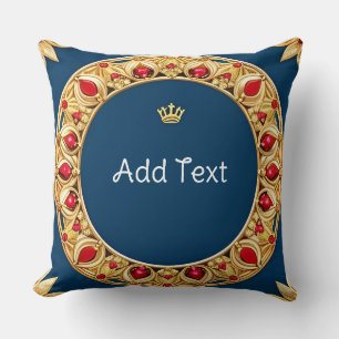 Coussin Cadre d'ornement floral doré avec couronne